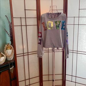 New York & Company LOVE Sequined Sweatshirt